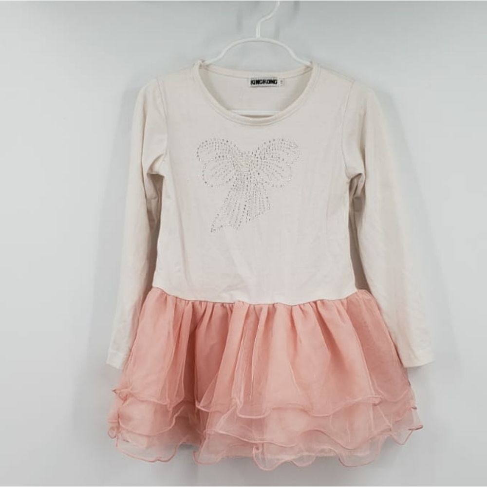 KINGKONG girls white peach tulle dress